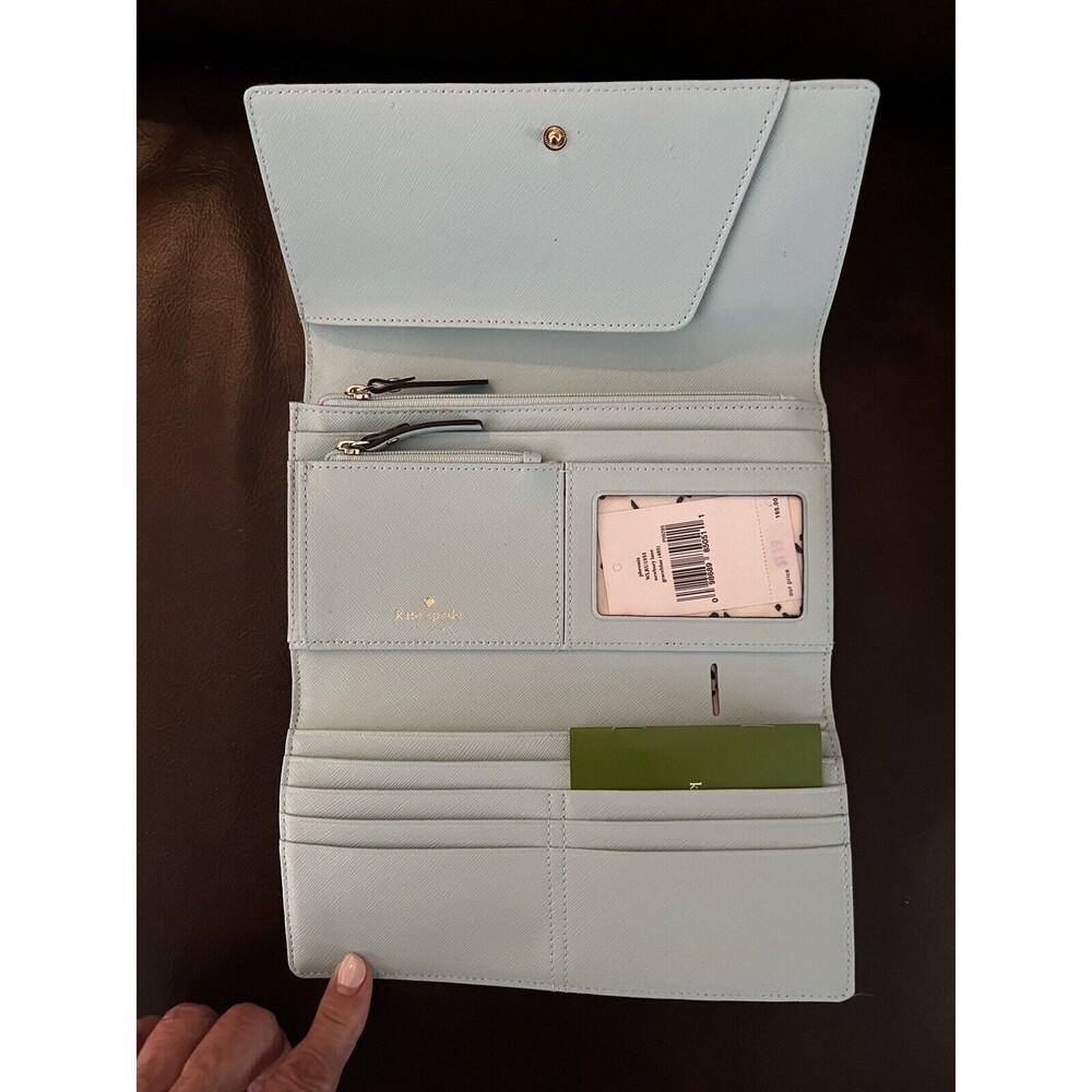 Kate Spade Wallet Blue Snap Closure ID Slot & Zipper Pockets w Silver NEW - Picture 5 of 9